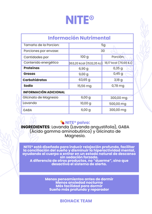 Lavanda + Glicinato de Magnesio + Gaba - NITE - 1 mes