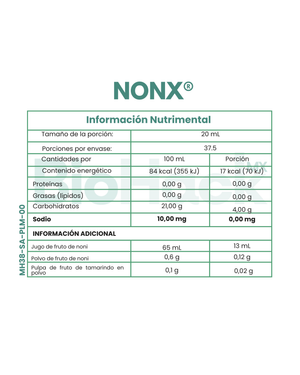 Jugo de fruto de Noni + Extracto estandarizado de fruto de Noni + Tamarindo - NONX