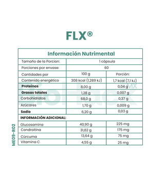 Glucosamina sulfato + Condroitina sulfato + Curcumina + Vitamina C - FLX - 1 mes