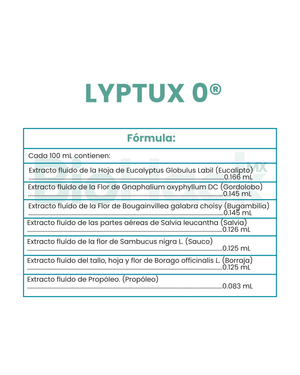 Miel de agave + Propóleo + Eucalipto + Gordolobo + Sauco + Bugambilia + Salvia + Borraja - LYPTUX 0