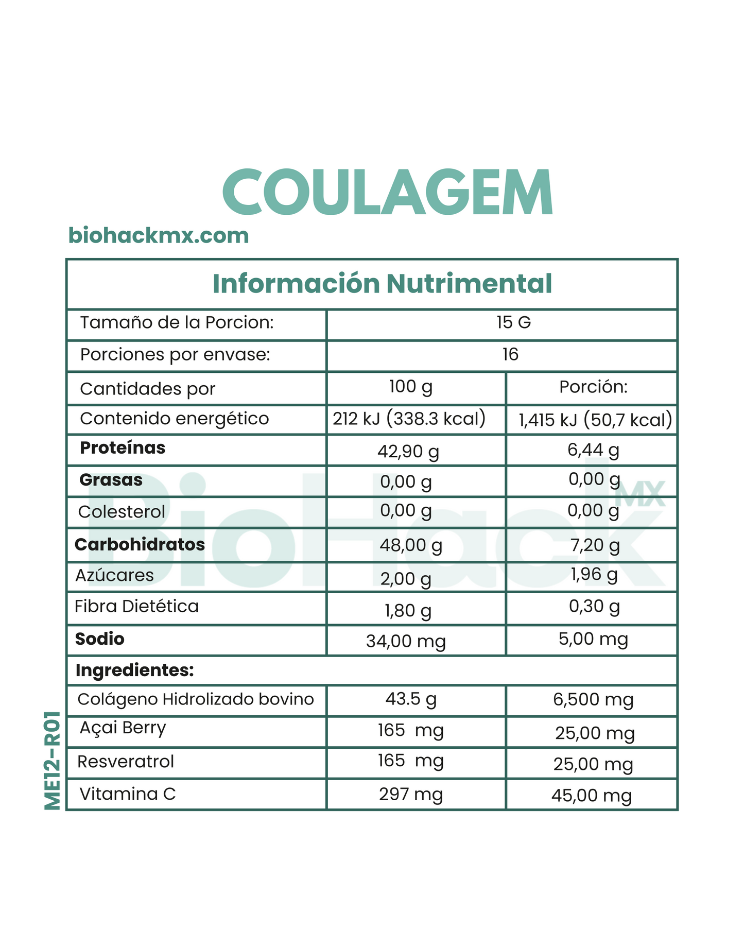 Colágeno Hidrolizado Bovino con antioxidantes - 1 mes
